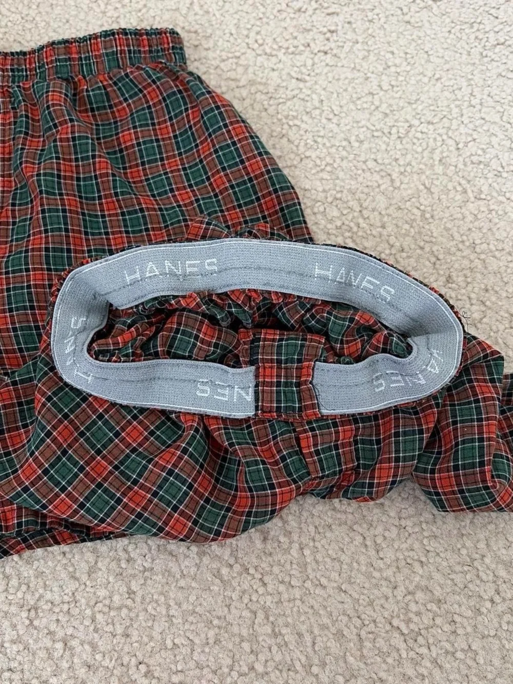 Hanes Men's Boxer Briefs - Red & Green Plaid